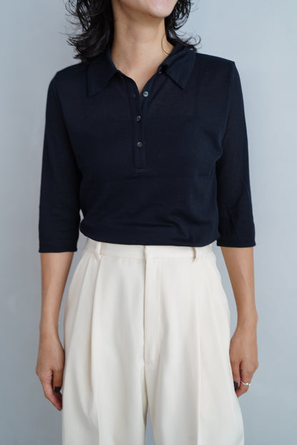 Sheer Polo Shirt / NAVY