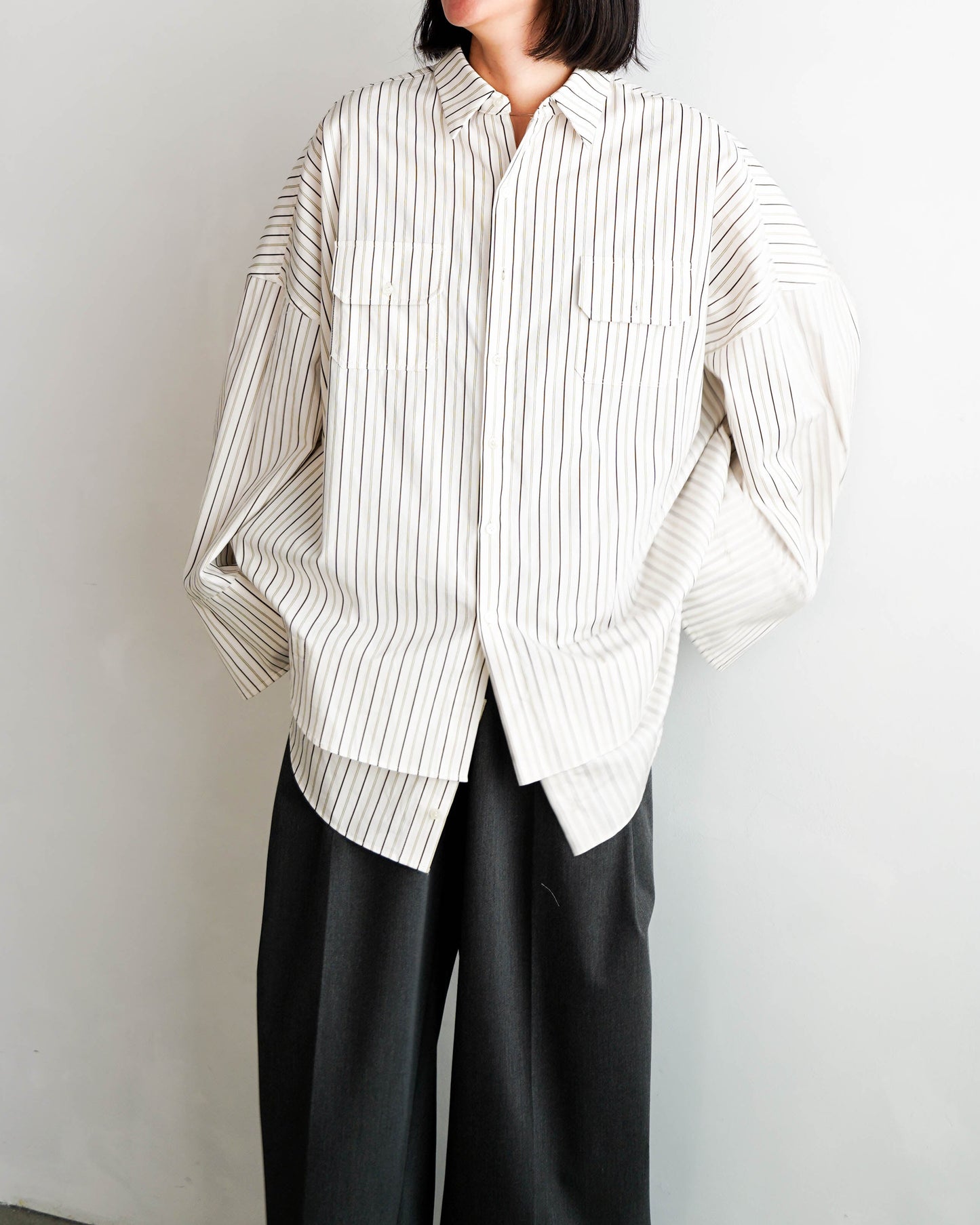 Over Stripe Shirt / WHITE -4月5日発送-