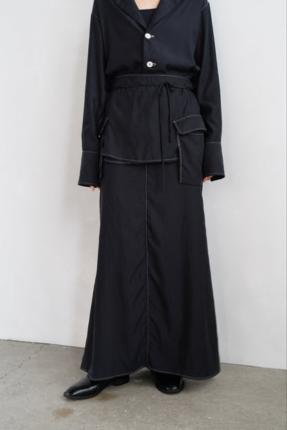 Fibril Chambray Skirt / BLACK -9月30日発送-