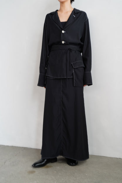 Fibril Chambray Skirt / BLACK -9月30日発送-