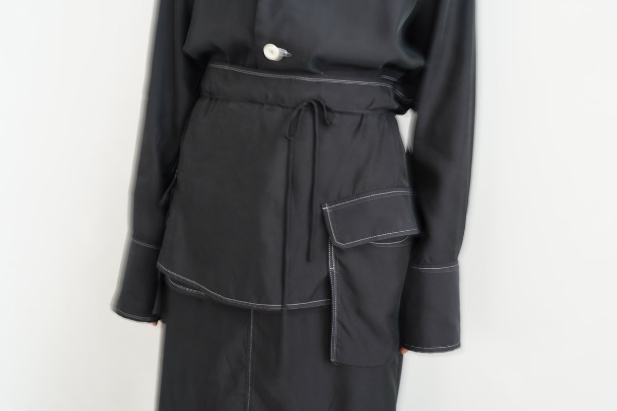 Fibril Chambray Skirt / BLACK -9月30日発送-