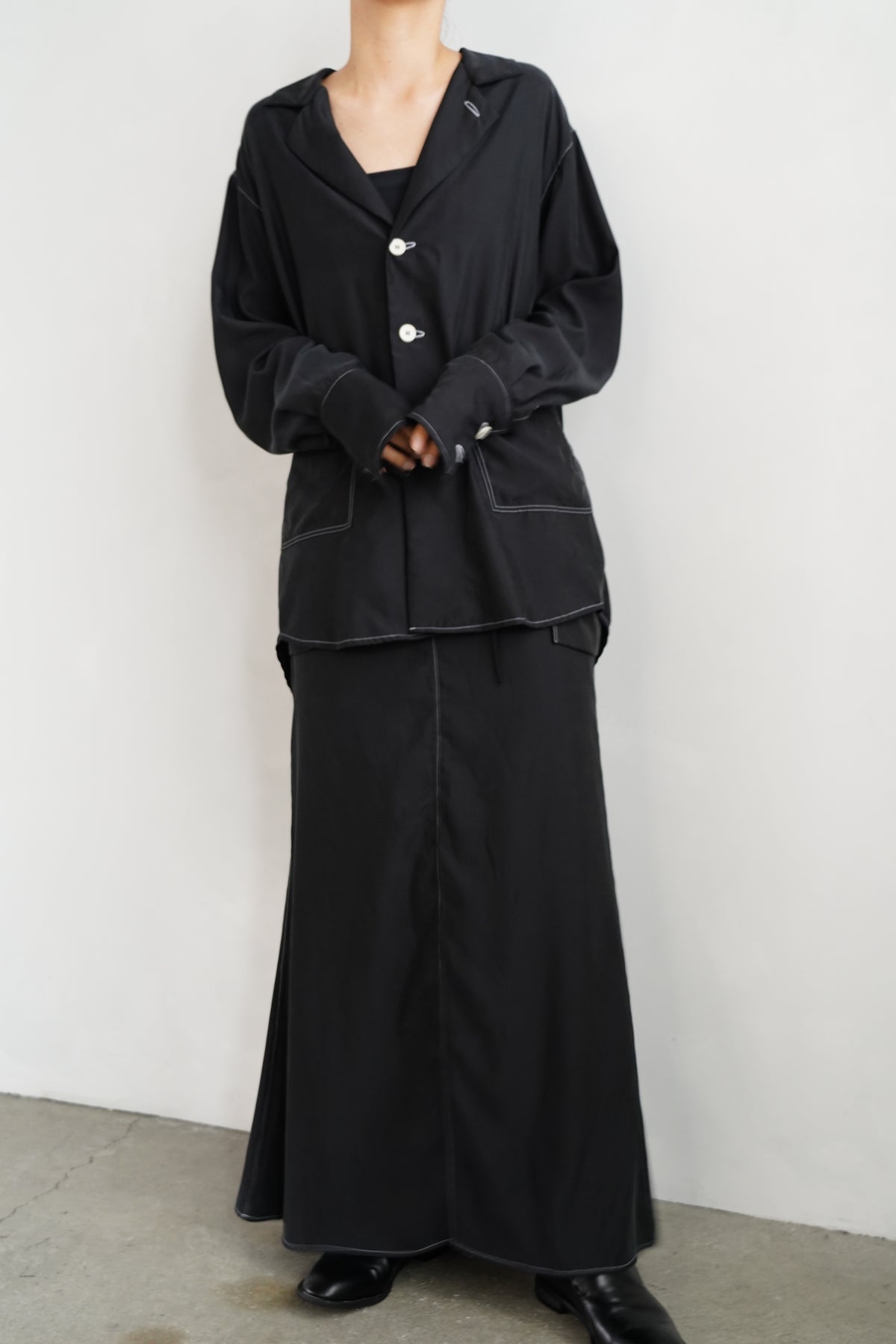 Fibril Chambray Shirts Jacket / BLACK -9月30日発送-