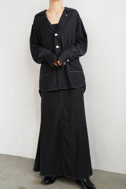 Fibril Chambray Shirts Jacket / BLACK -9月30日発送-