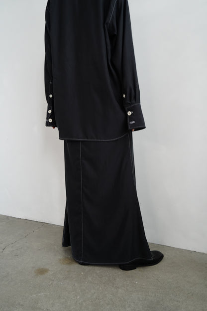 Fibril Chambray Skirt / BLACK -9月30日発送-