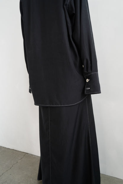 Fibril Chambray Shirts Jacket / BLACK -9月30日発送-