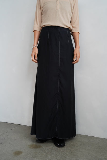 Fibril Chambray Skirt / BLACK -9月30日発送-