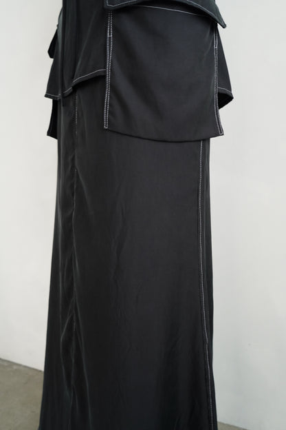 Fibril Chambray Skirt / BLACK -9月30日発送-