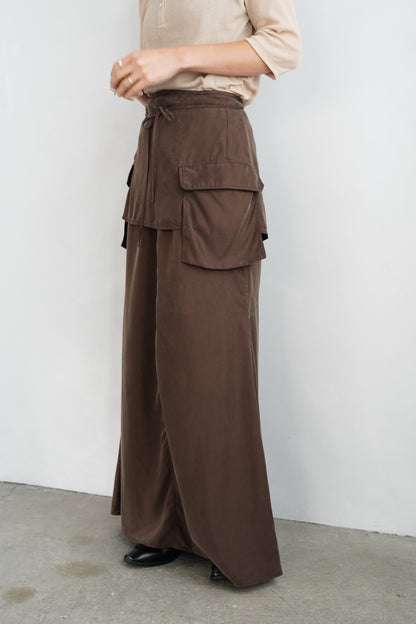 Fibril Chambray Skirt / BROWN -9月30日発送-