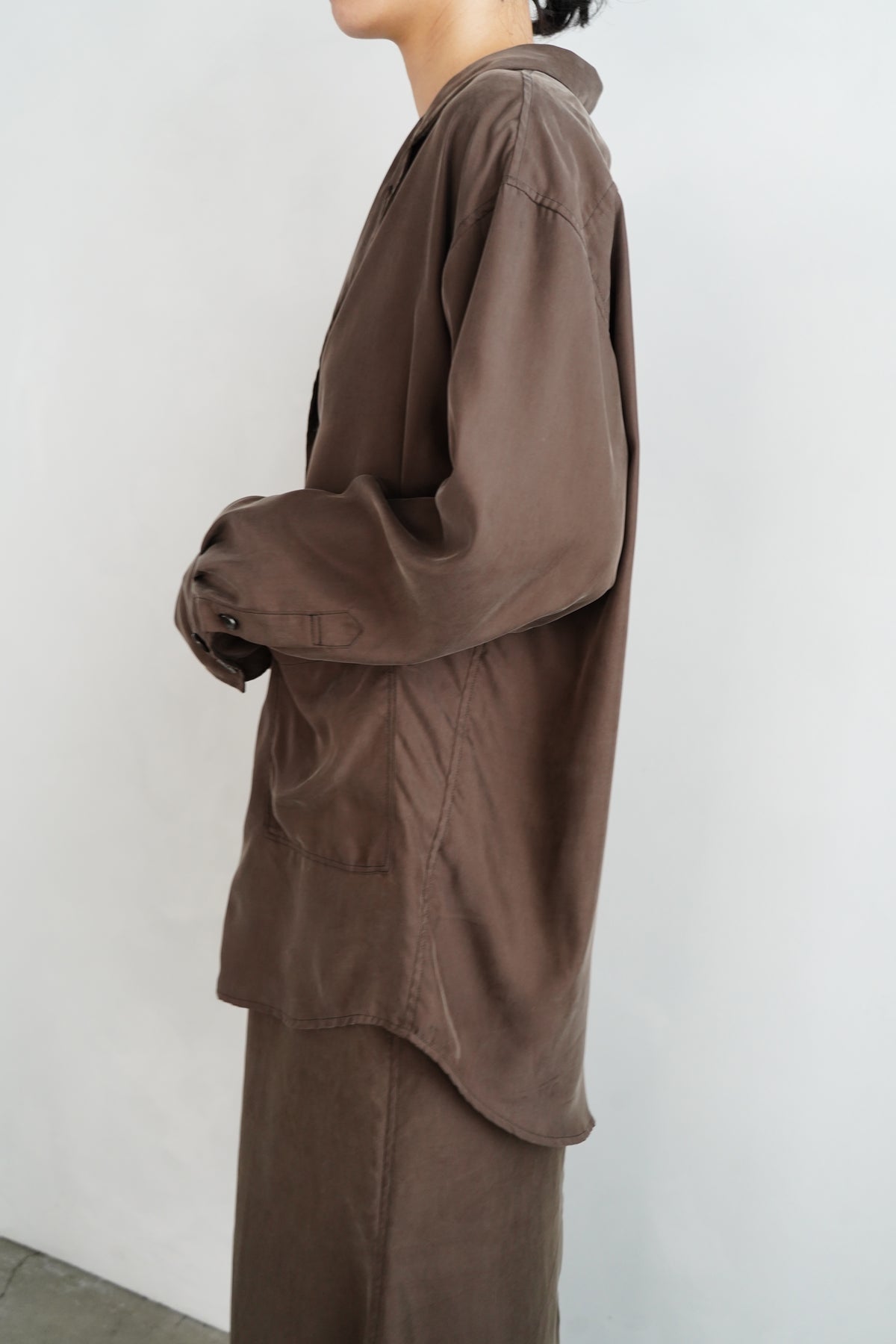 Fibril Chambray Shirts Jacket / BROWN -9月30日発送-