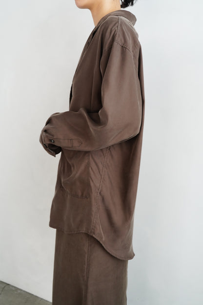 Fibril Chambray Shirts Jacket / BROWN -9月30日発送-