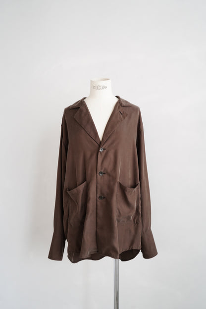 Fibril Chambray Shirts Jacket / BROWN -9月30日発送-
