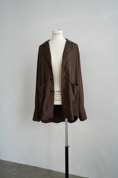 Fibril Chambray Shirts Jacket / BROWN -9月30日発送-