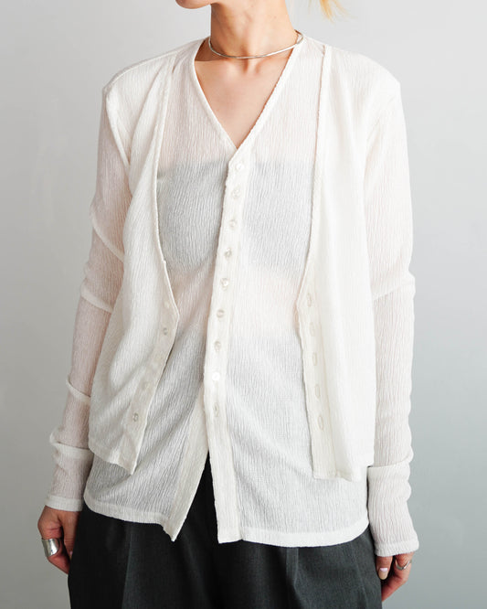 Crepe Layered Cardigan / OFFWHITE -3月31日発送-