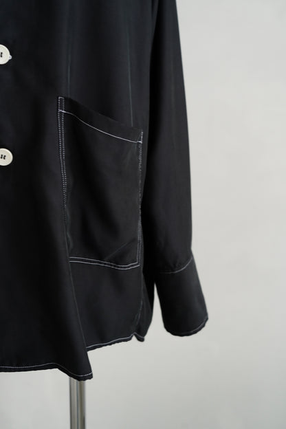 Fibril Chambray Shirts Jacket / BLACK -9月30日発送-