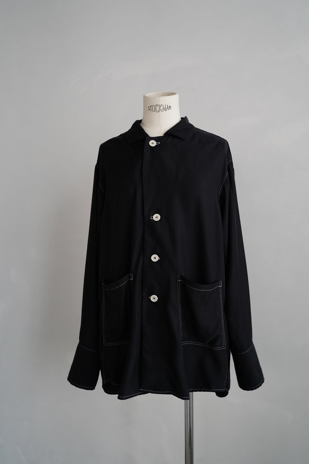 Fibril Chambray Shirts Jacket / BLACK -9月30日発送-