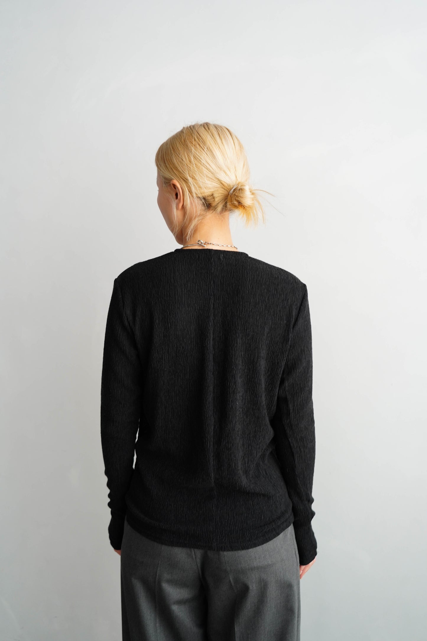 Crepe Layered Cardigan / BLACK