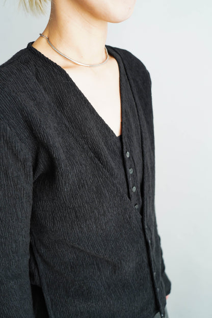 Crepe Layered Cardigan / BLACK