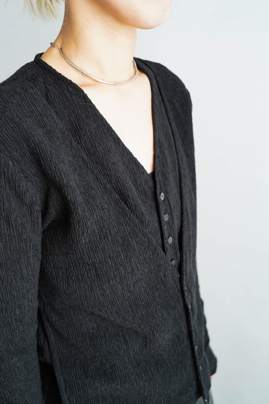 Crepe Layered Cardigan / BLACK -3月31日発送-