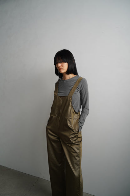 Ecoleather Salopette / OLIVE -10月5-10日発送-