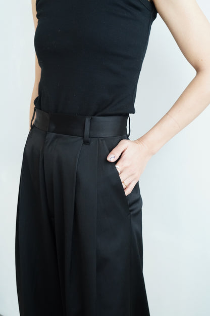 Satin Tuck Pants / BLACK/身長156cm以下の方限定
