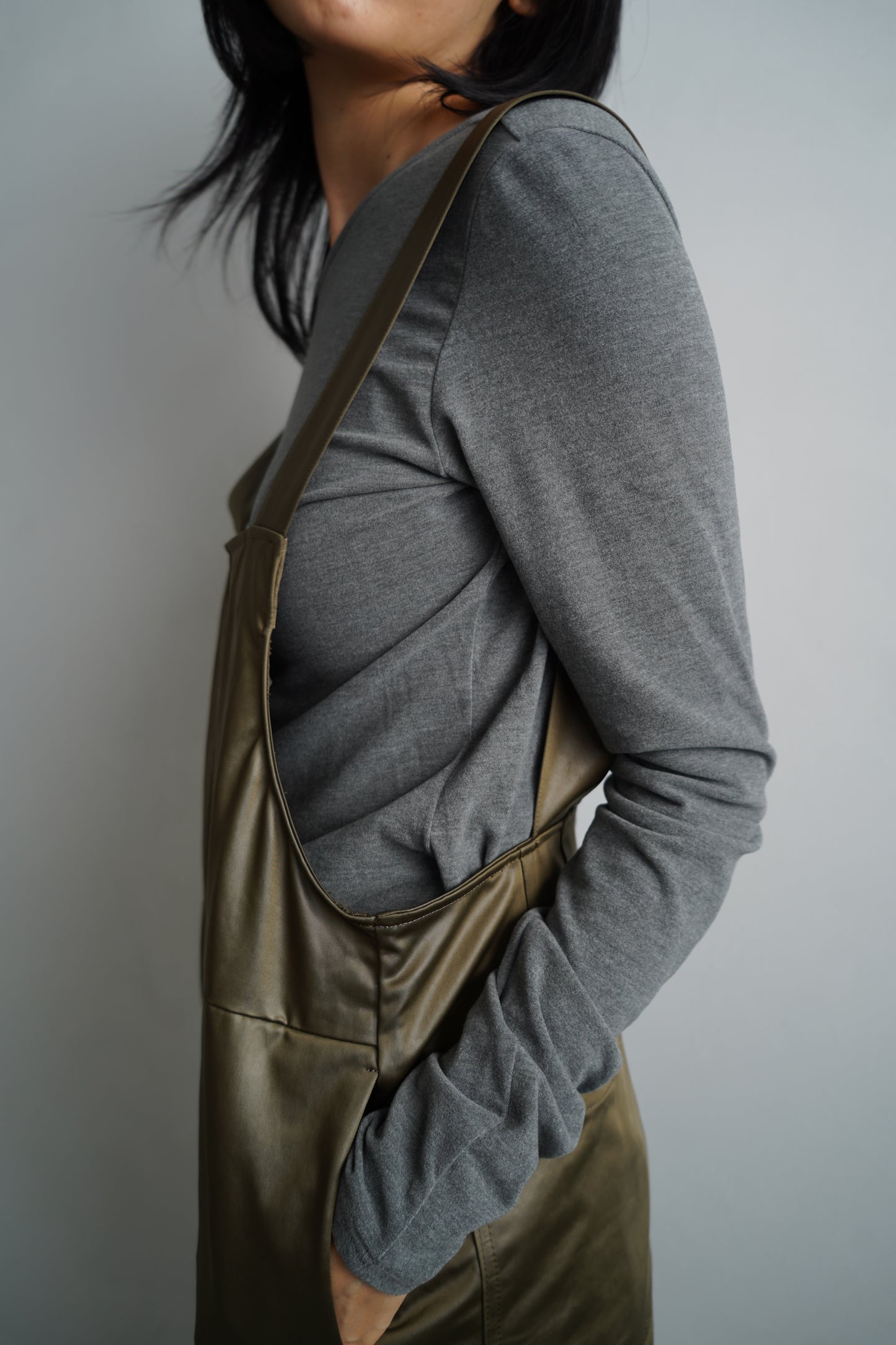 Ecoleather Salopette / OLIVE -10月5-10日発送-