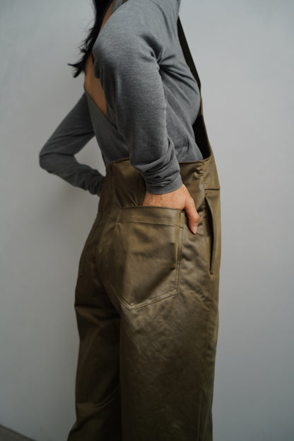 Ecoleather Salopette / OLIVE -10月5-10日発送-