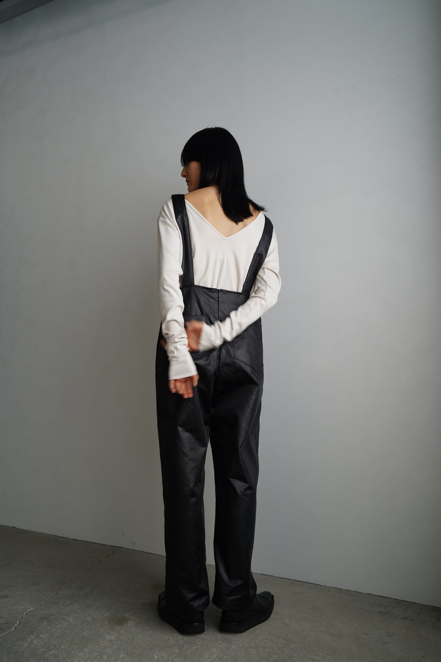 Ecoleather Salopette / BLACK -10月5-10日発送-