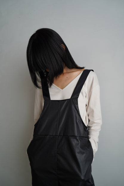 Ecoleather Salopette / BLACK -10月5-10日発送-