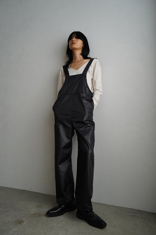 Ecoleather Salopette / BLACK -10月5-10日発送-