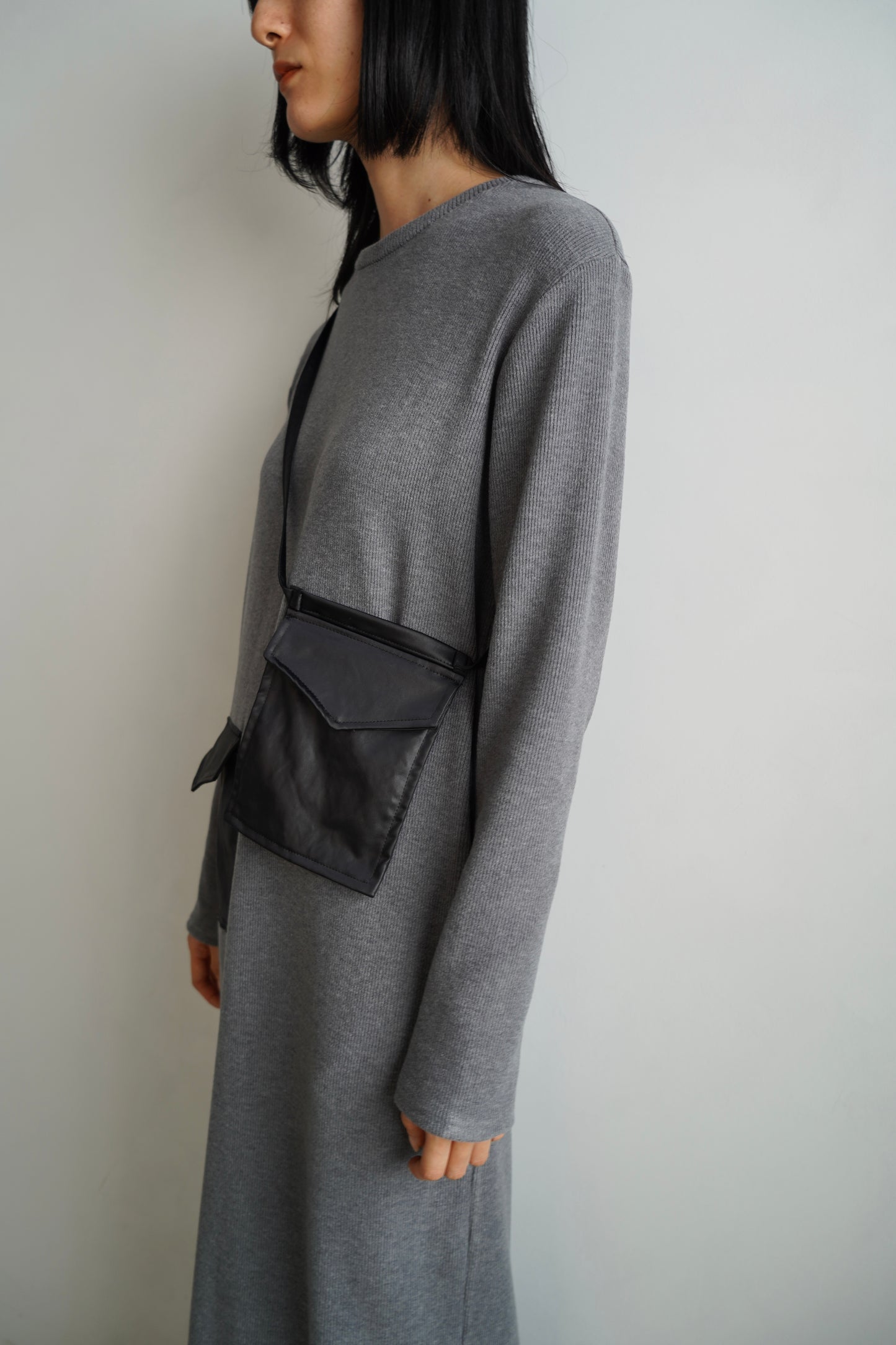 Rib Jersey Dress / CHARCOAL -7日以内発送-