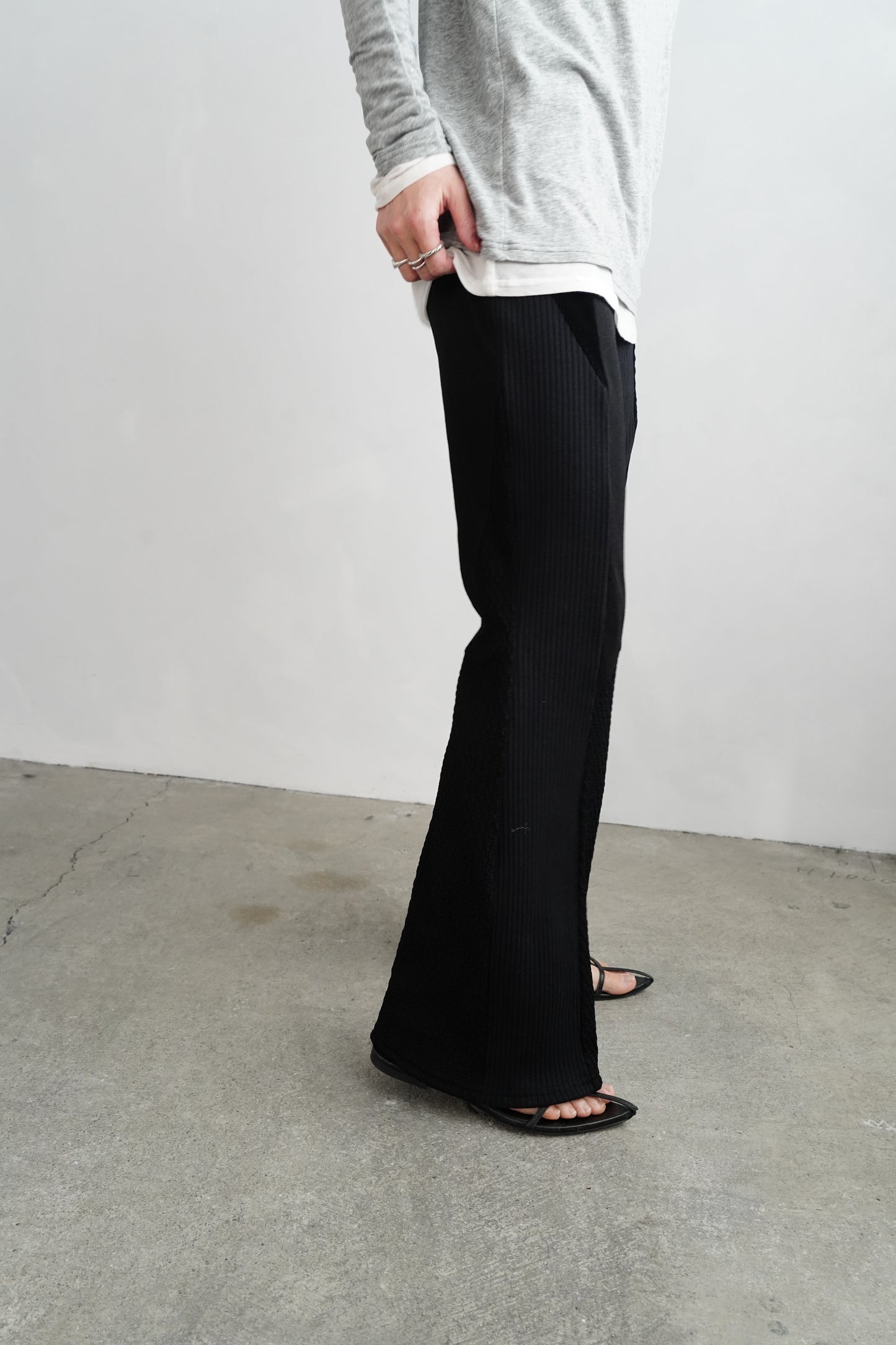 【SAMPLE SALE】Textured Lace Pants/BLACK(162㎝丈)
