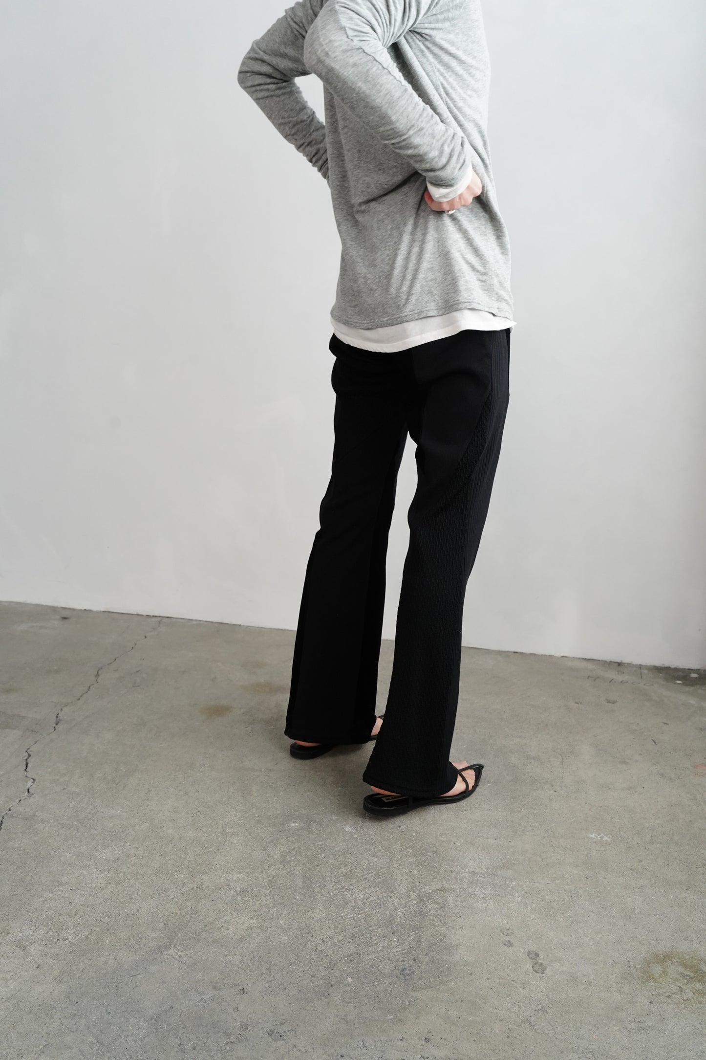【SAMPLE SALE】Textured Lace Pants/BLACK(162㎝丈)
