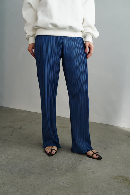 Pleats Wrap Skirt Pants / BLUE