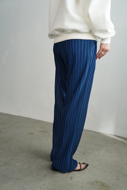Pleats Wrap Skirt Pants / BLUE