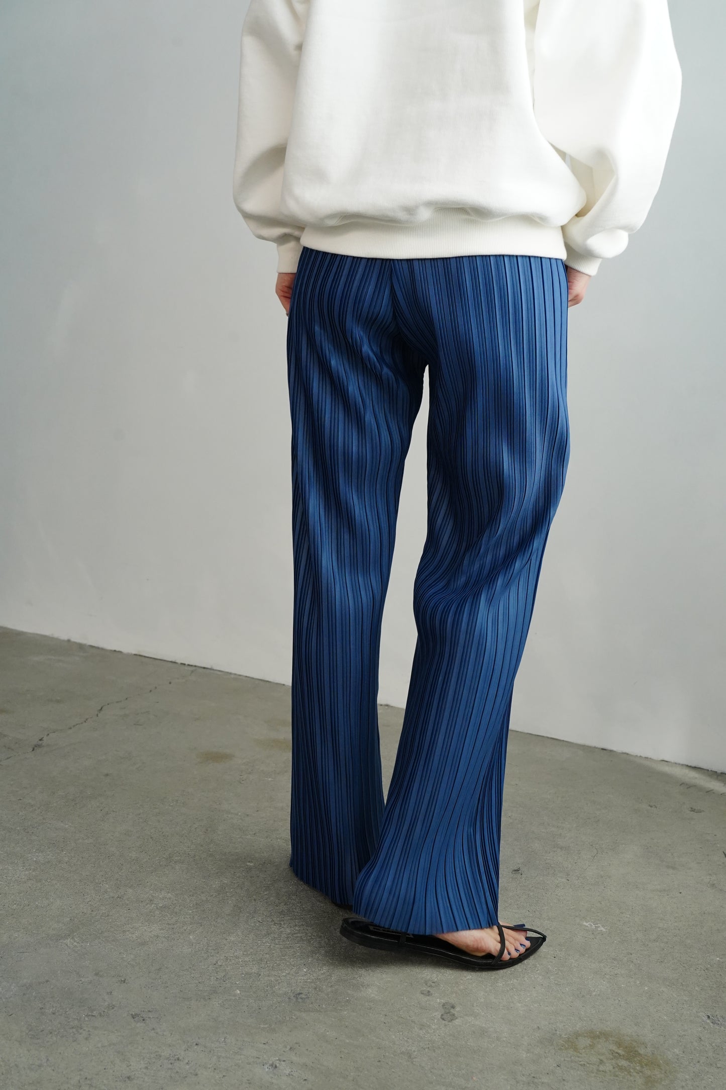 Pleats Wrap Skirt Pants / BLUE