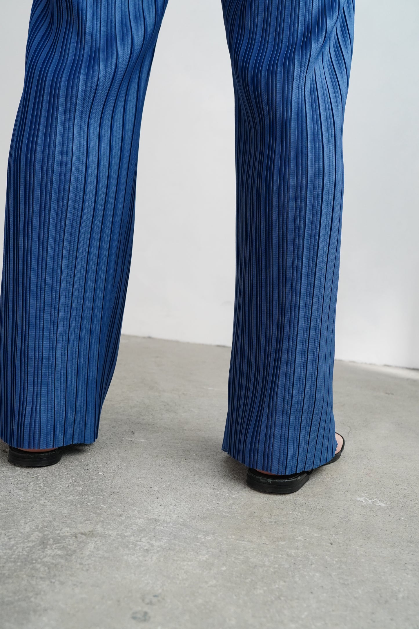 Pleats Wrap Skirt Pants / BLUE