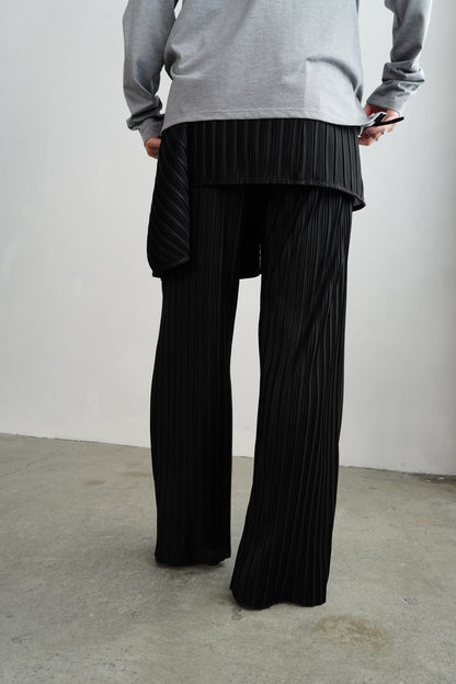 Pleats Wrap Skirt Pants / BLACK -4月24日発送-