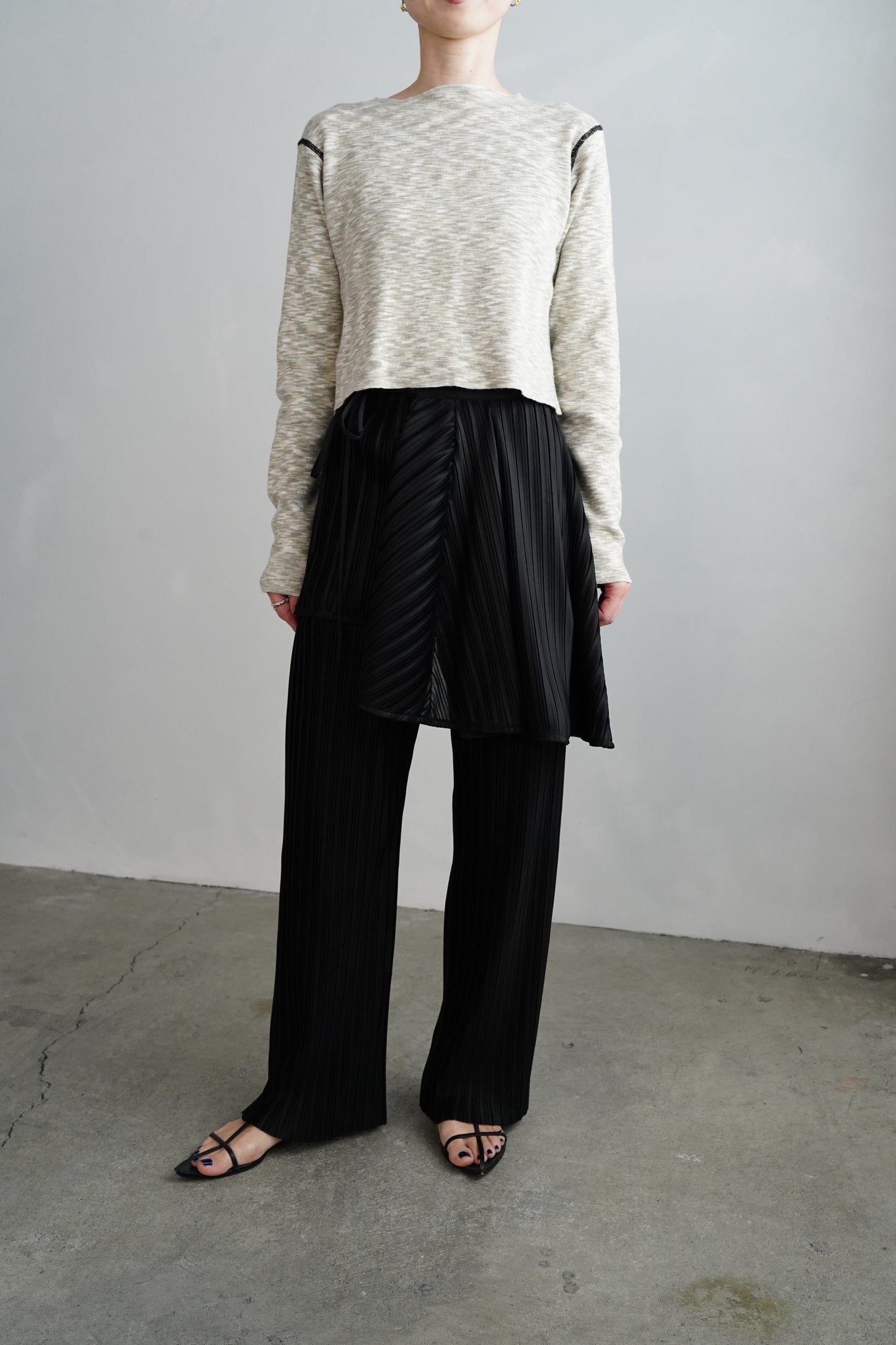 Pleats Wrap Skirt Pants / BLACK -4月24日発送-