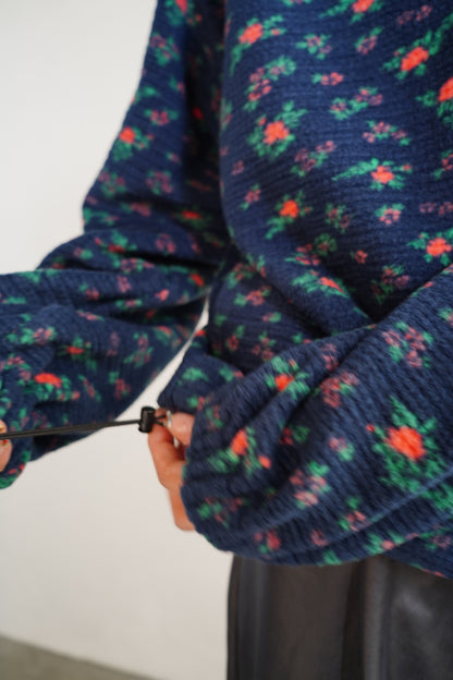 Flower Half-Zip Jacket / NAVY -11月25日発送-
