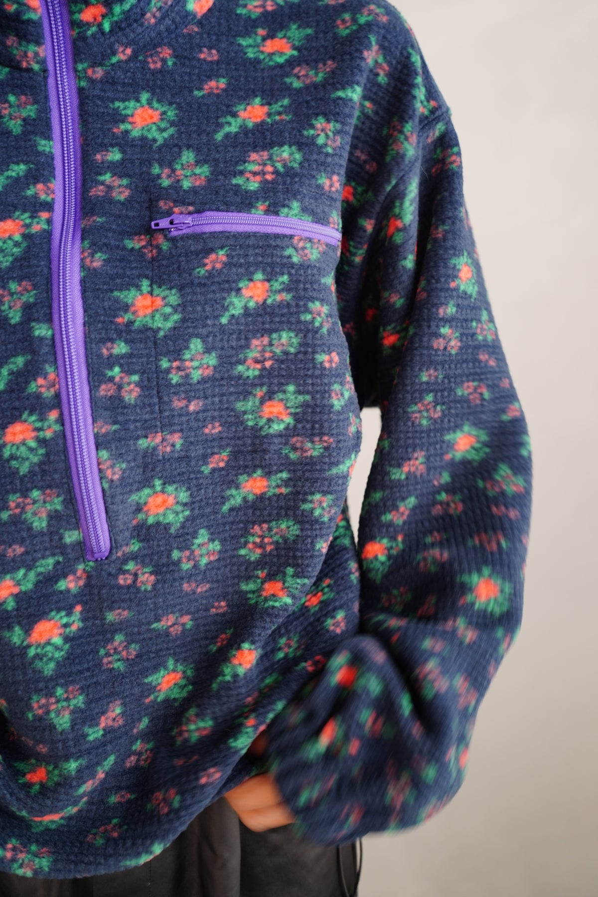 Flower Half-Zip Jacket / NAVY -11月25日発送-