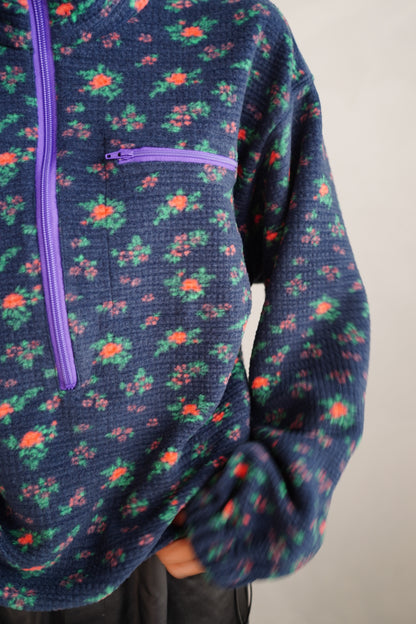 Flower Half-Zip Jacket / NAVY -11月25日発送-