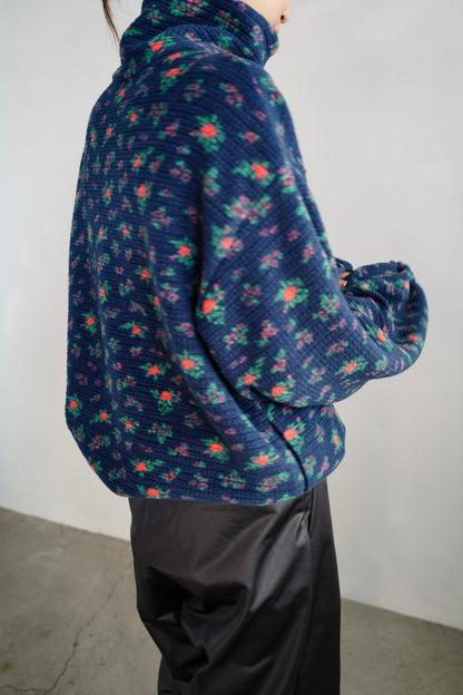 Flower Half-Zip Jacket / NAVY -11月25日発送-