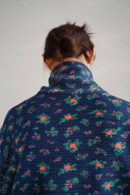 Flower Half-Zip Jacket / NAVY -11月25日発送-