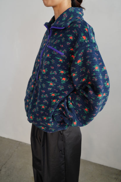 Flower Half-Zip Jacket / NAVY -11月25日発送-