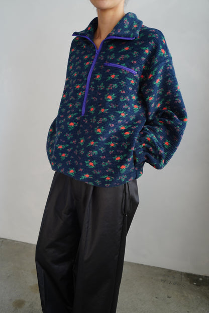 Flower Half-Zip Jacket / NAVY -11月25日発送-
