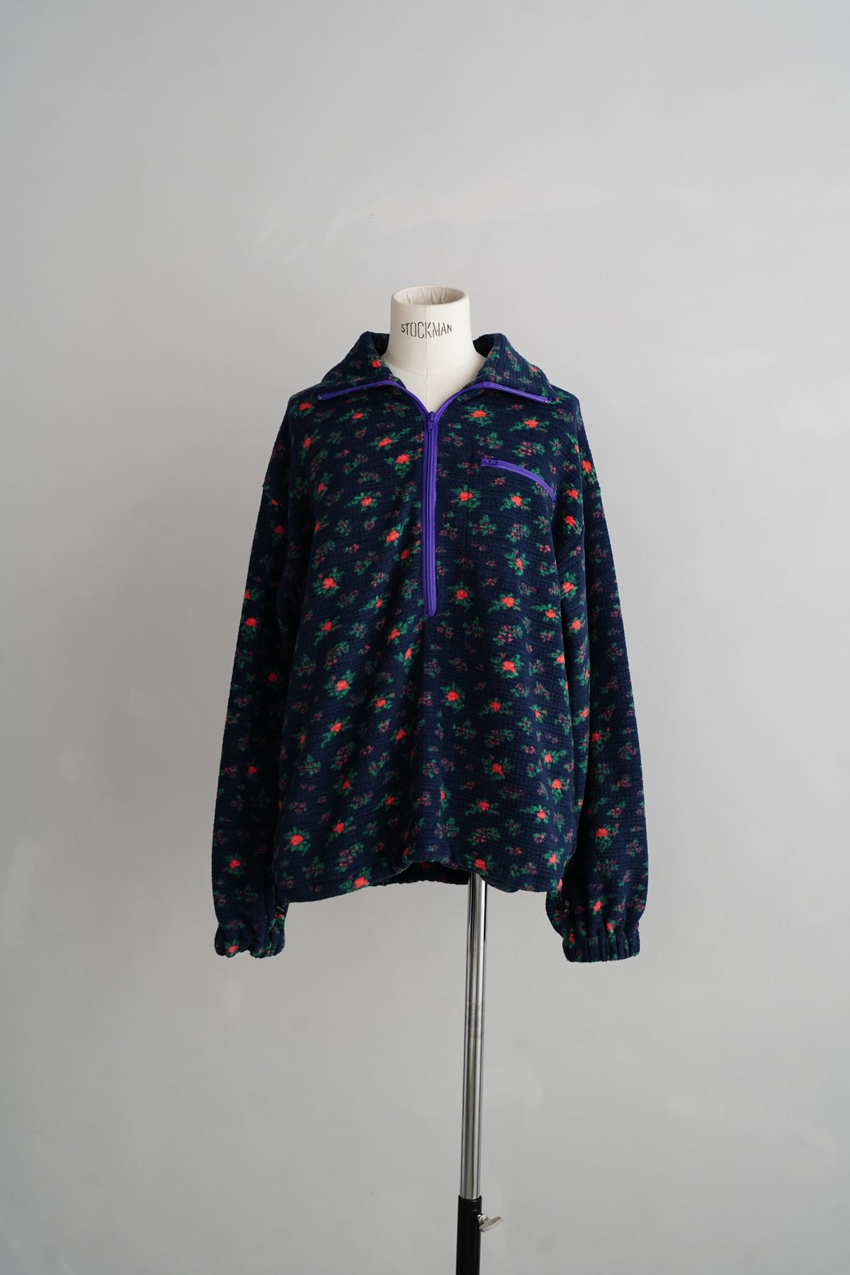 Flower Half-Zip Jacket / NAVY -11月25日発送-