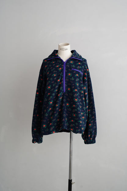 Flower Half-Zip Jacket / NAVY -11月25日発送-