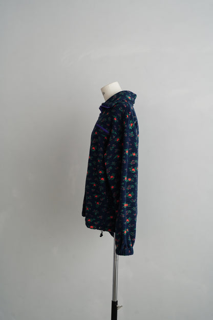 Flower Half-Zip Jacket / NAVY -11月25日発送-
