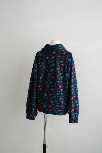 Flower Half-Zip Jacket / NAVY -11月25日発送-