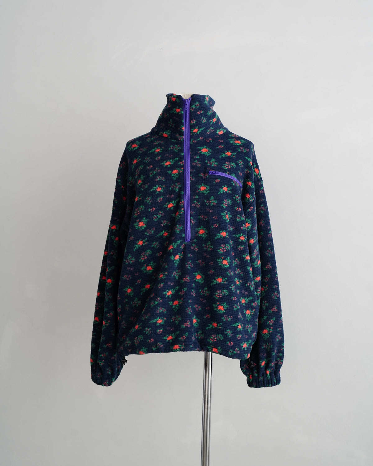 Flower Half-Zip Jacket / NAVY -11月25日発送-